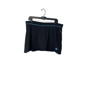 Adidas black light blue stretch pull on drawstring skort interior pocket size XL